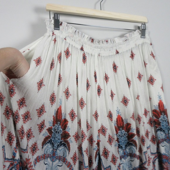 Free People Gold Dust Wide Leg White Paisley Pants Boho Festival Size Medium - Picture 3 of 12